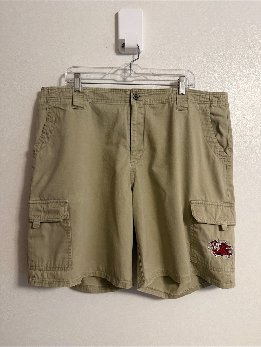 NCAA Men's Khaki Cargo Shorts with Gamecock Embroidered Patch